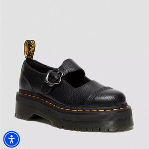 Dr. Martens Black Platform Mary Jane Shoes with Chunky Sole
